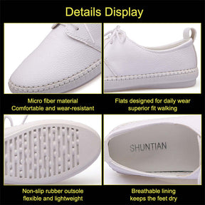 Womens Slip on Sneaker PU Leather Lace-up Casual Walking Shoes