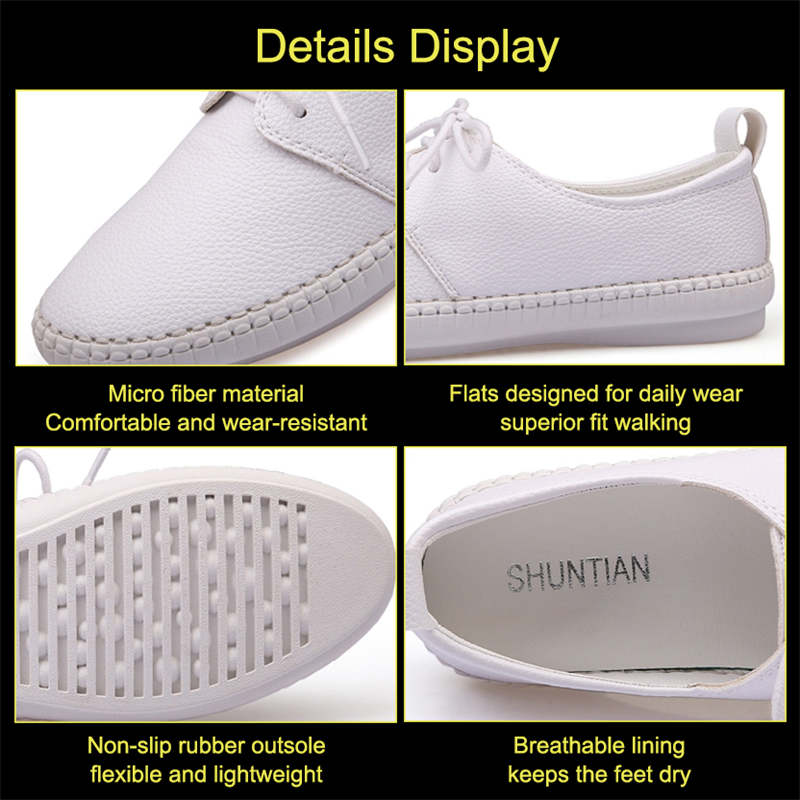 Womens Slip on Sneaker PU Leather Lace-up Casual Walking Shoes