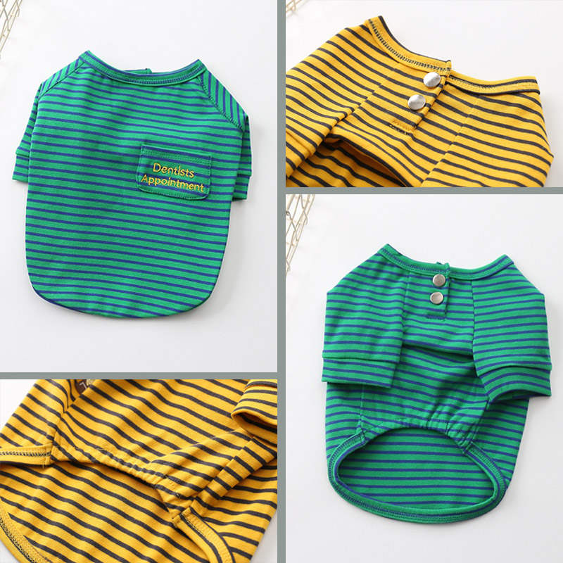2 Pcs Pet Striped T-Shirt Soft Cool Summer Apparel for Small Dogs