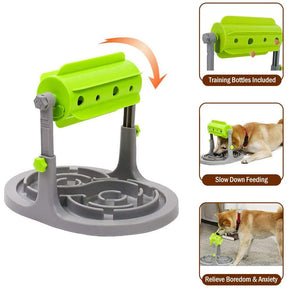 Interactive Dog Cat Food Puzzle Toy Pet Roller Slow Feeder Height Adjustable