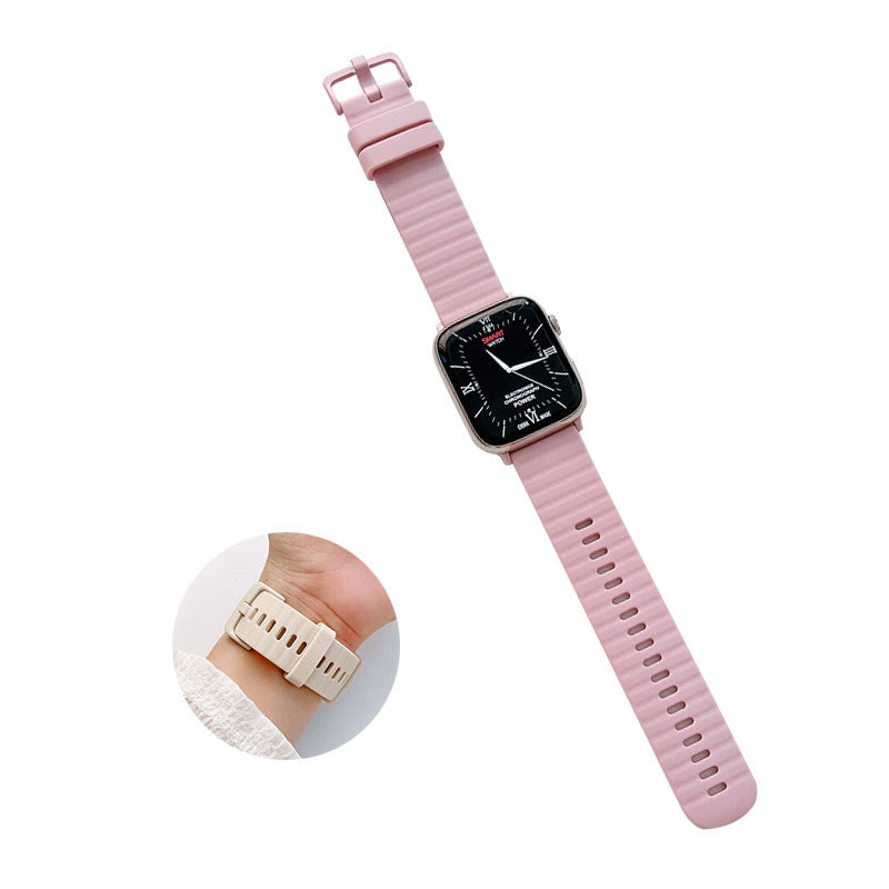 Silicone Wave Pattern Watch Band Compatible with Apple Watch- LightPink