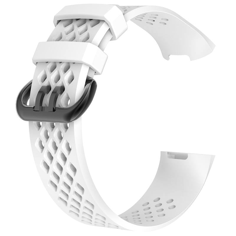 Watch Band for Fitbit Charge 3 Waterproof Band with Breathable Holes for Women Men-White