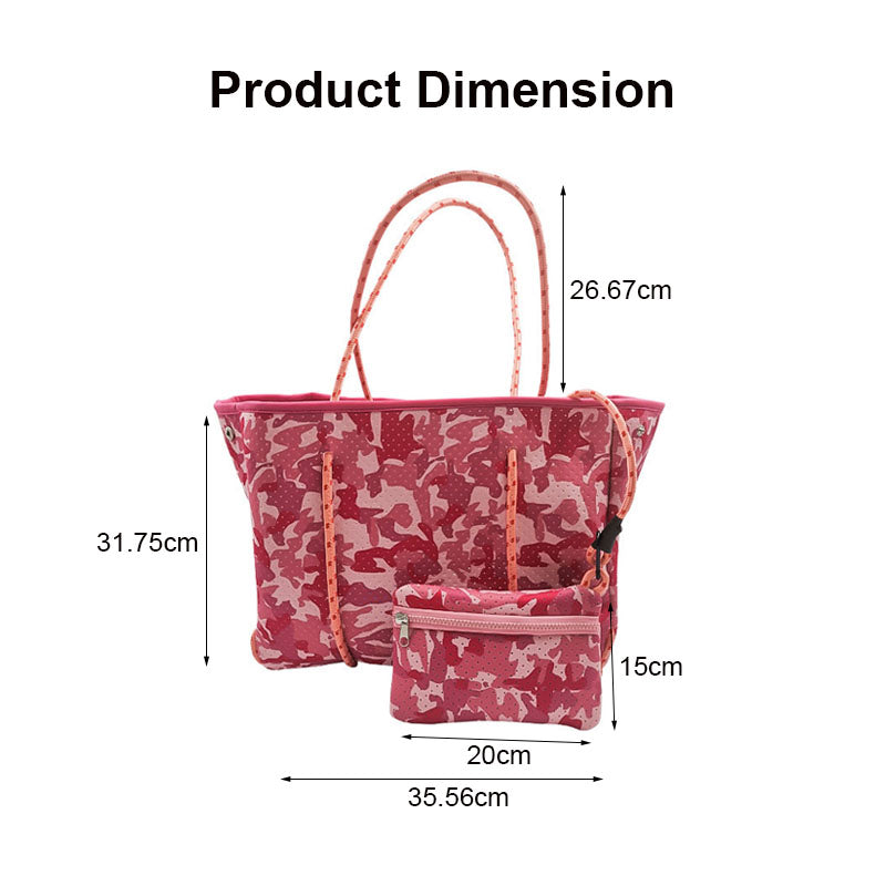 2Pcs Shoulder Bag Large Capacity Stripe Design Lightweight Handbag-Pink