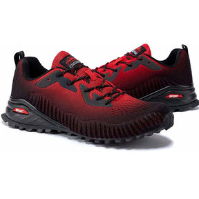 Mens Fashion Sneaker Breathable Trail Running Shoes-BlackRed