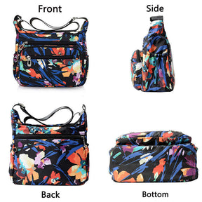 Women Nylon Floral Crossbody Bag Multi Pocket Shoulder Bag-Mini Flower