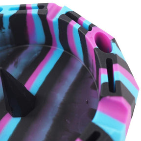 Geometric Silicone Ashtray Eco-Friendly Portable Unbreakable Tabletop Tray for Cigarettes Cigar -Black+Purple+Biue