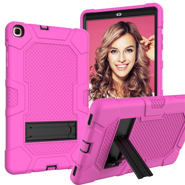 B3 Robot Tablet Case Silicone Shockproof Protective Stand Cover For Samsung Galaxy Tab A 10.1 T515/T510£¨2019)-RoseRed&Black