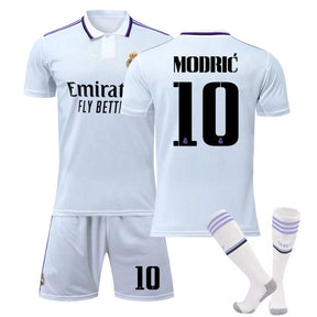 Real Madrid Home Jersey 2022-23 MODRIC #10 Soccer Jersey Kids Adult 3-Pieces Jersey Kits