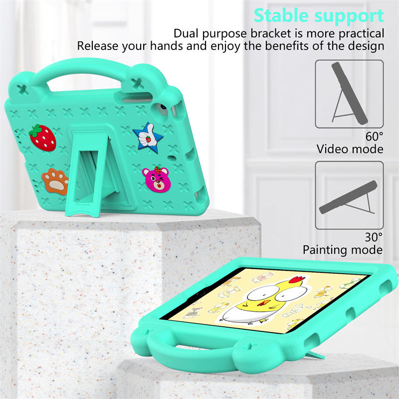 Strawberry Silicone iPad Case Shockproof with Handle for iPad Mini 1/2/3/4/5-MintGreen