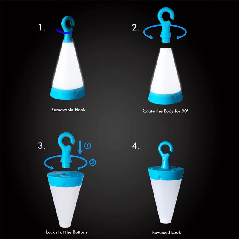 Detachable Hook Lanterns Solar Powered Camping Lights for Fishing Emergency