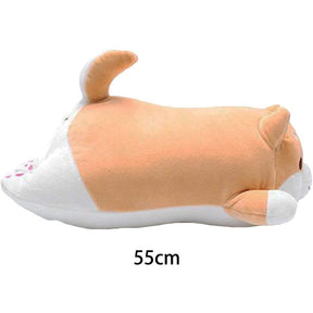 Shiba Inu Dog Plush Pillow Cute Round Eyes Corgi Akita Stuffed Animals Doll Toy Gifts -Brown