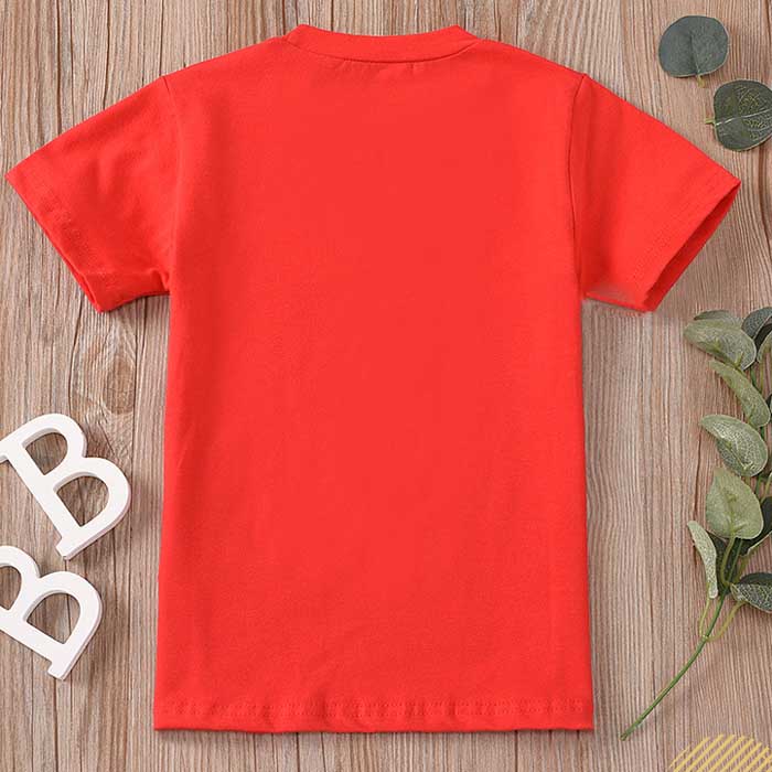 Children Young Wild Letter Print T-Shirts Fashion Short Sleeved-Red