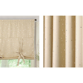 Rod Pocket Star Blackout Roman Curtain Tie Up Small Window Curtain 46X63In-Beige