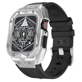 Sport TPU Strap with Protective Cover Frame for Apple Watch 44mm/45mm-Silver