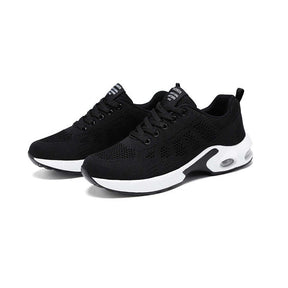 Womens Jogging Shoes Mesh Casual Lightweight Cushioned Sneakers-Black