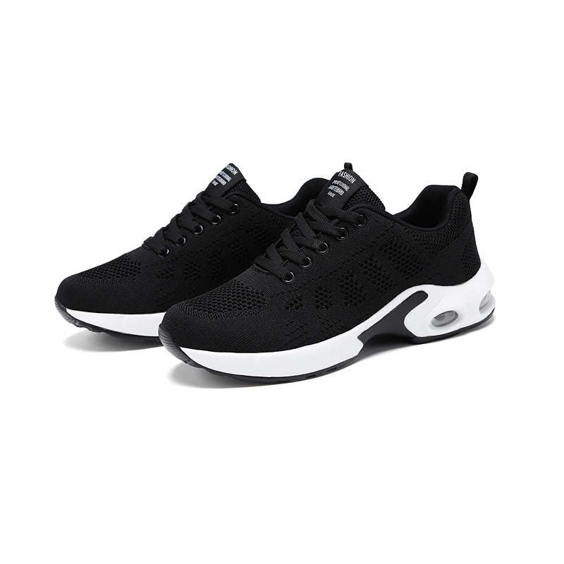 Womens Jogging Shoes Mesh Casual Lightweight Cushioned Sneakers-Black
