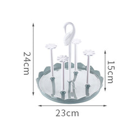 Kitchen Drain Cup Holder Plastic Swan Head Assembled Mug Rack-Blue