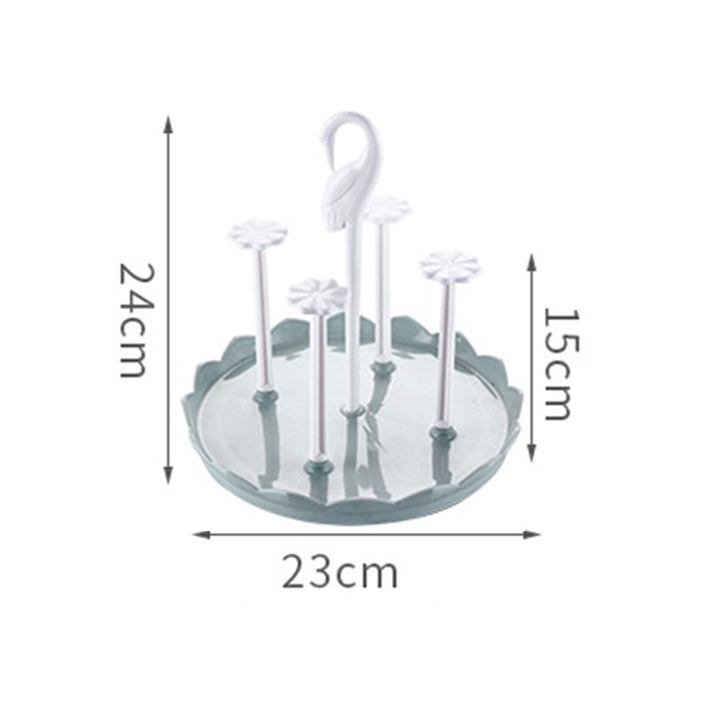 Kitchen Drain Cup Holder Plastic Swan Head Assembled Mug Rack-Blue