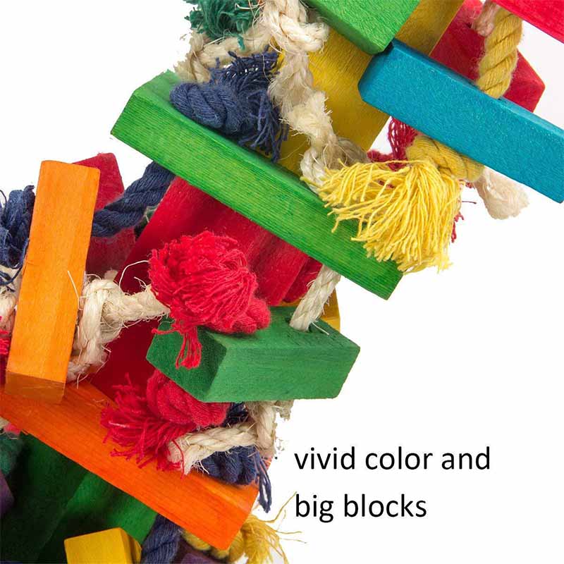 Oversized Bird Colorful Wood Block Tear Toy for Parrot African Grey Macaw