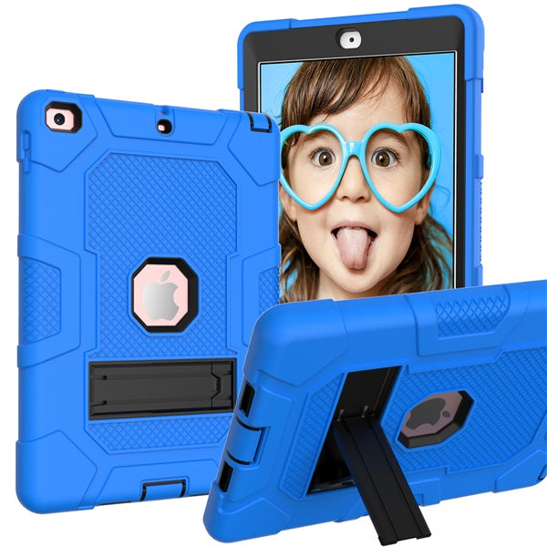 B3 Robot iPad Case Silicone Shockproof Protective Stand Cover For New iPad 9.7 2017/2018-DarkBlue&Black