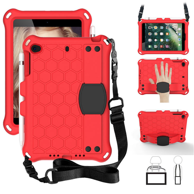 Hive iPad Case For iPad Mini 1/2/3/4/5 Durable Stand Cover With Shoulder Strap-RedBlack