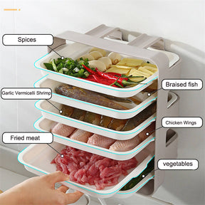 3 layers New Multifunction Dishes Trays Hot Pot Stratification Cooking Plates Wall-mounted -Blue