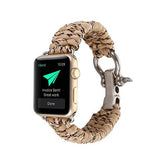 Nylon Rope Watch Band With Adjustable Size Outdoor Survival Stainless Steel Shackle For Apple Watch SE/6/5/4/3/2/1(Camo Khaki)