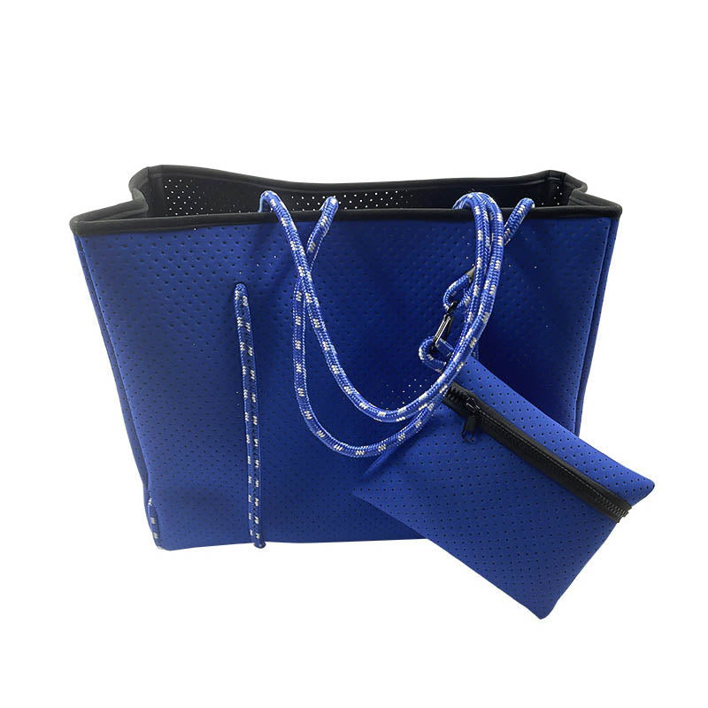 2Pcs Shoulder Bag Large Capacity Stripe Design Lightweight Handbag-Blue