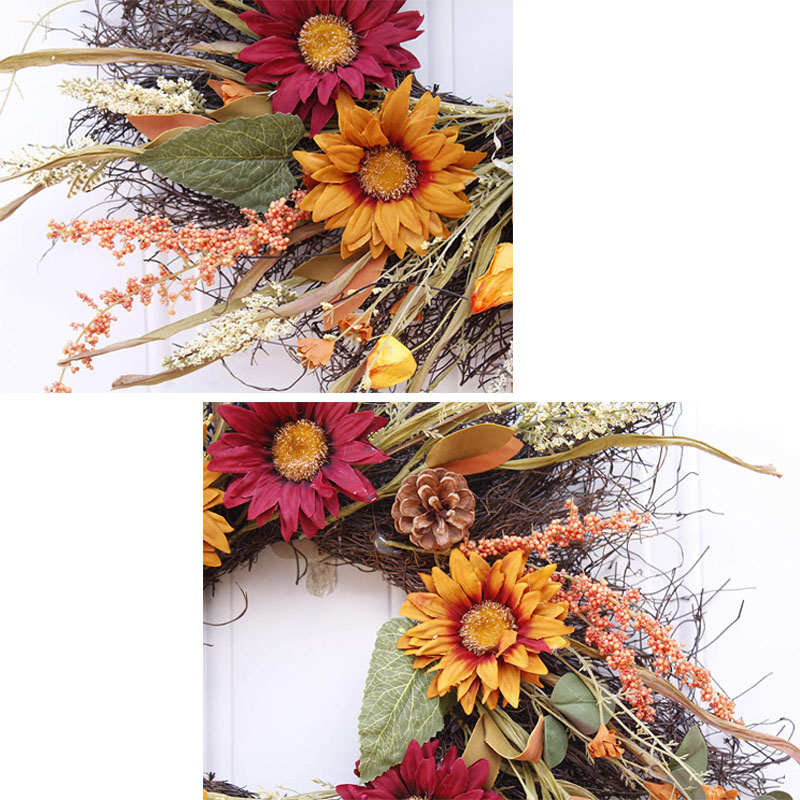 24in Sunflower Wreath in Autumn Holiday Decoration Gift for Front Door Window