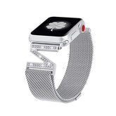 Z Diamond Metal Mesh Watch Watch Band With Steel Magnetic Absorption Loop For Apple Watch SE/6/5/4/3/2/1(Silver)