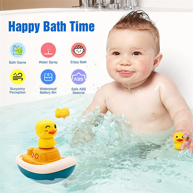 Electric Bathtub Fountain Toy with 3 Different Spraying Duck and 1 Duck Shower Head