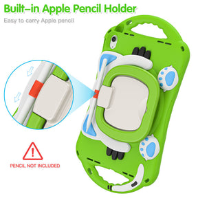 Cat Tablet Case For iPad 10th Kids Friendly with Handle Stand-Green