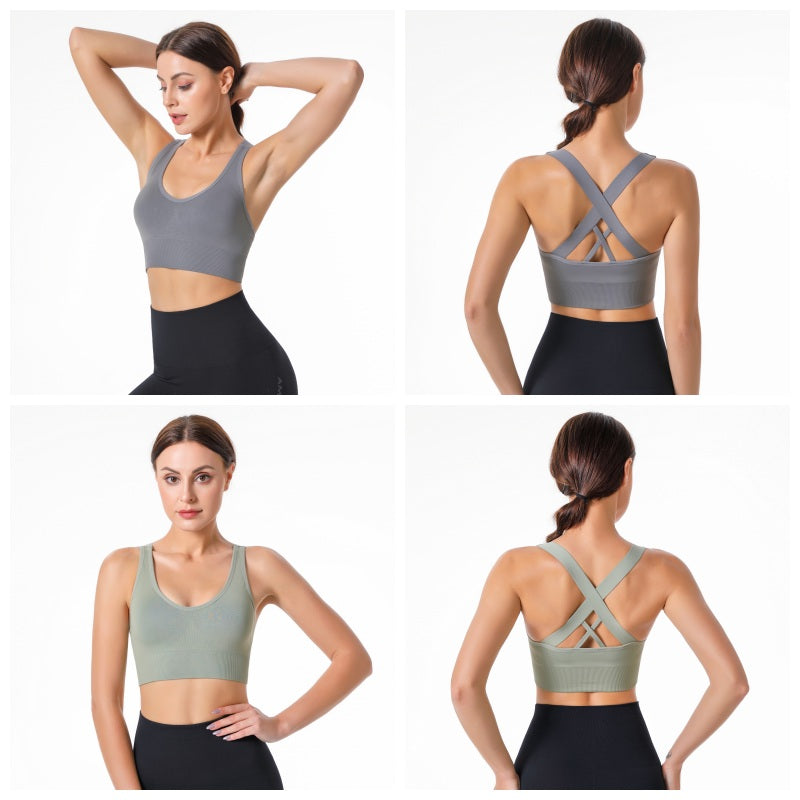 2 Pcs High Impact Sports Bra Medium Support Quick Dry Athletic Vest-Set4