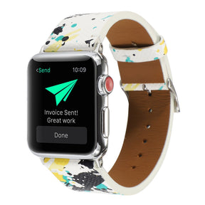 Graffiti Painted PU Leather Watch Band Microfiber Design For Apple Watch SE/6/5/4/3/2/1(Graffiti5)