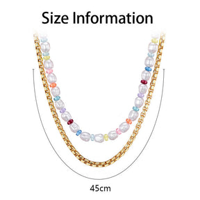 Women Layered Pearl Choker Boho Beaded Necklace