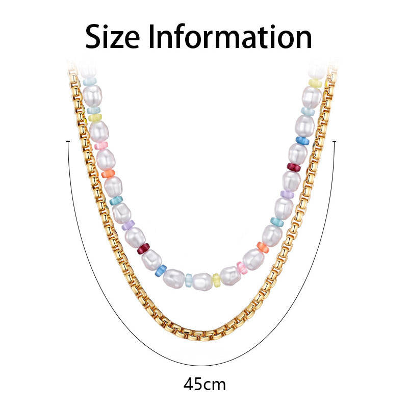 Women Layered Pearl Choker Boho Beaded Necklace