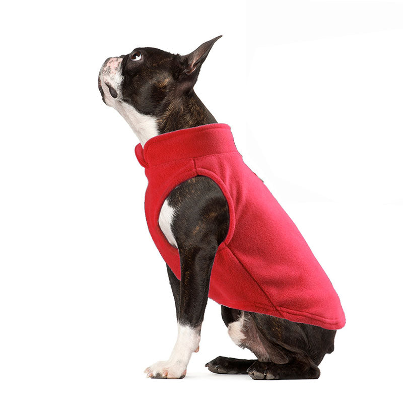 Dog Warm Vest Solid Color Pet Clothes for Small Medium Dogs and Cats-Red