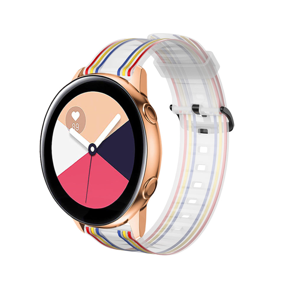 Silicone Band Striped Watch Band For Samsung Galaxy Watch 42/46mm Gear S3 Frontier/Classic(Rainbow Transparent)
