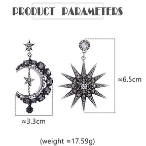 Rhinestone Punk Earring Moon and Sun Asymmetric Earrings for Women