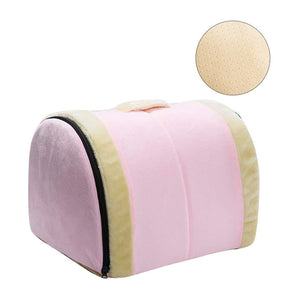 2 in 1 Foldable Cave House Shape Pet Sleeping Bed for Cats and Small Dogs-Pink