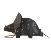 Dinosaur Shape Crossbody Shoulder Bag Women Pu Leather Rivet Chic Clutch-Black