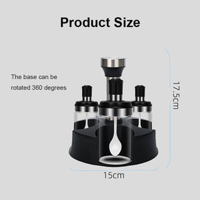 Revolving 4-Jar Seasoning Organizer Rack Built-in Spoon Moisture-Proof-SS304 Lid