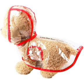 Dog Raincoat Transparent Hooded Slicker Poncho for Small/Medium Dogs-Red