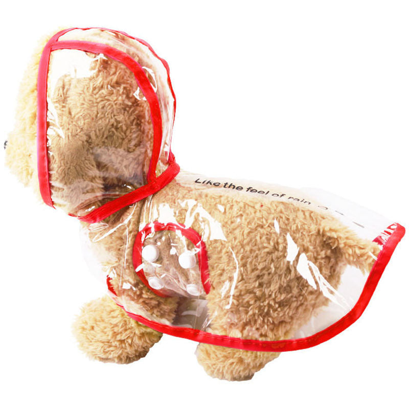 Dog Raincoat Transparent Hooded Slicker Poncho for Small/Medium Dogs-Red