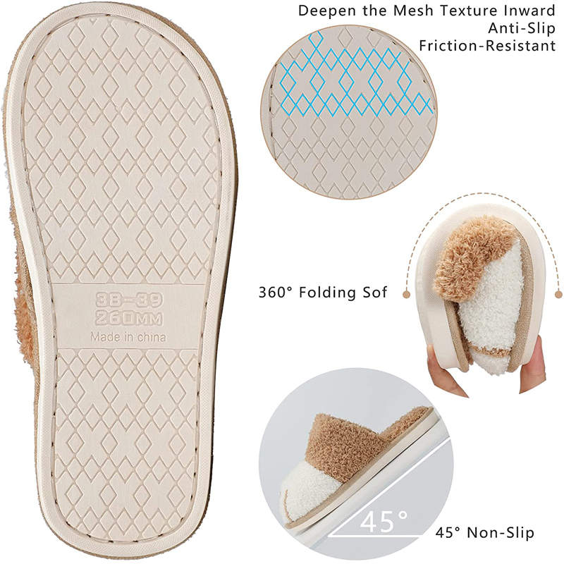 Memory Foam Unisex Slippers Comfortable Cute Animal Soft Shoes-Khaki