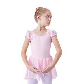 Toddler Ballet Leotard for Girls Dance Flutter Sleeve Skirt Ballerina Dress Outfit-Pink