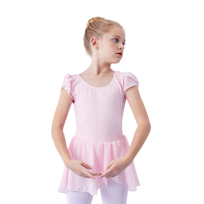 Toddler Ballet Leotard for Girls Dance Flutter Sleeve Skirt Ballerina Dress Outfit-Pink