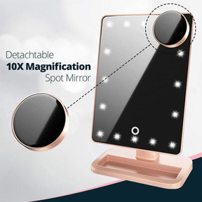 Bluetooth Makeup Mirror with10X Magnification Spot Mirror-Rose Gold