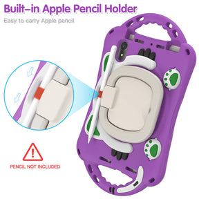 CatB Silicone Case For iPad Mini 6 Shockproof Shoulder Strap Handle Stand-Purple
