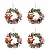 4 Pcs Christmas Bear Pine Wreaths for Front Door Christmas Holiday Indoor